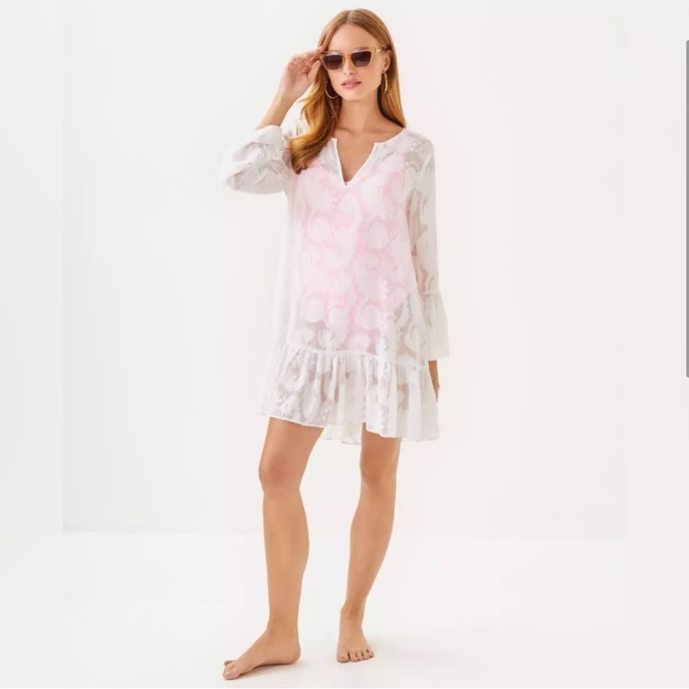 Lilly Pulitzer Light Pink and White Swim Cover-Up